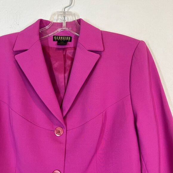 Vintage Pink Blazer Tailored Jacket Purple Office to Evening France - Picture 1 of 8